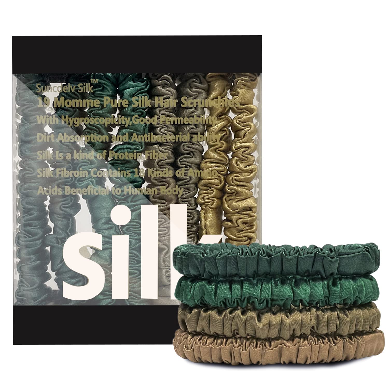 Silk Hair Towel, Friction-Resistant, Amino Acid-Rich, Durable, Breathable (6PCS(Bean Paste, Rose Gold, Rice White))